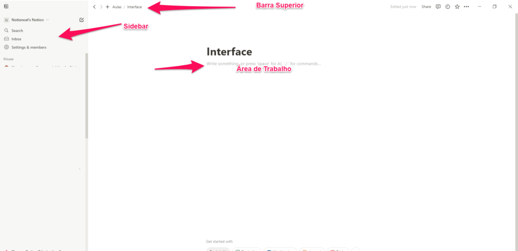 interface do notion explicada