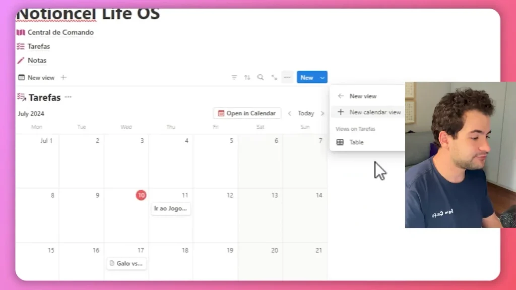 Calendar feature in Notion